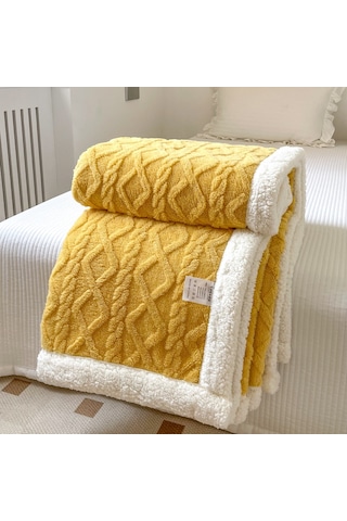 Hqgoodstore Yeni Ev Basit Düz Renk Kalınlaştırılmış Kuzu Kadife Çift Yumuşak Tek Battaniye Çay Yeşil 150 200cm Koyu Yeşil