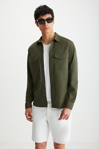 Nader Erkek Kalın Dokuma Kanvas Kumaşlı Gömlek Tipi Haki Ceket