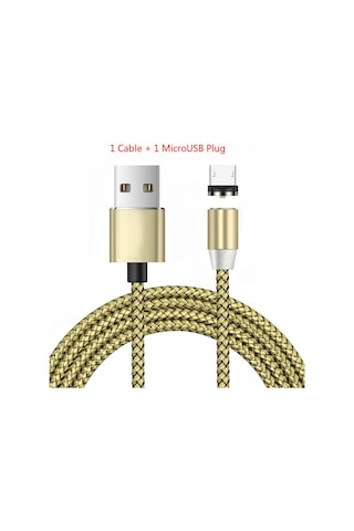 Suofeng 360 Derece Kör Çekimli Manyetik Şarj Kablosu 3'ü 1 Arada, Android/ios/type-c Uyumlu, 2 Metre Ağ Tel Altın Ipli Beyaz 2.1a