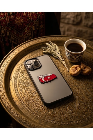 Türkiye Haritası İçinde Bayrağı Telefon Sticker 3d Metal Tasarım, Premium Kalite Arka Süs A300130 Diğer