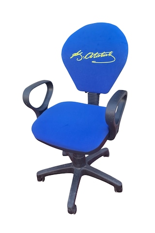 Atatürk Fb Taraftar Temalı Çocuk Çalışma Koltuğu Sarı Lacivert Tekerlekli Döner Ofis Ders Sandalyesi Lacivert