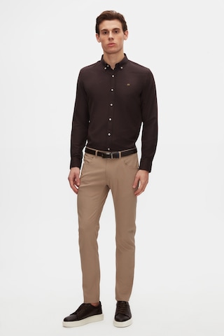 Ds Damat Slim Fit Acı Kahve Oxford Düğmeli Yaka Kolay Ütülenebilir Nakış Detaylı Pamuklu Gömlek 4hc02ort03265 Acı Kahve Acı Kahverengi