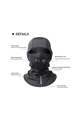 Fosenze Unisex Siyah Bisiklet Maskesi - Isı Sağlar, Rüzgar Ve Toz Korur, Nefes Valfi İle Konforlu, Spor İçin Elbise Xt7912 Siyah