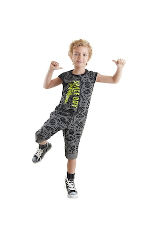 Denokids Uzay Roket Erkek Çocuk Gri Tulum Çok Renkli