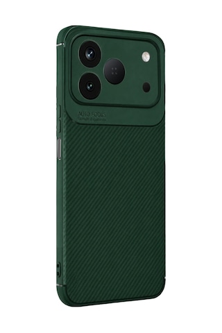 Tecno Spark 50 4g Kılıf Karbon Silikon Case Yeşil