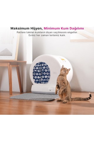 Ubpet C10 Pro Uyumlu Kedi Tuvaleti Perdesi Kum Dağılım Önleyici Mıknatıslı Giriş, Premium Kumaş, Lacivert