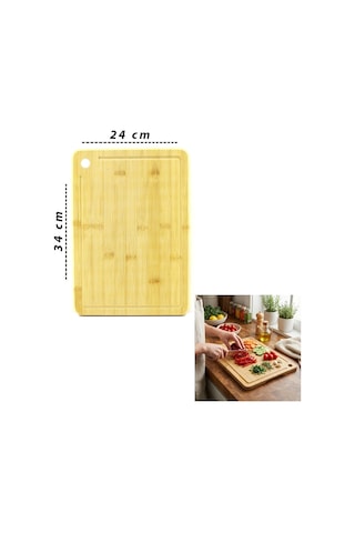 24x34x1.8cm Ahşap Bambu Kesim Panosu - Kesme Tahtası 5047 Çok Renkli