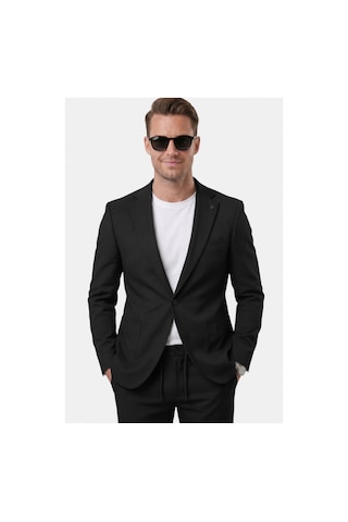 Deep Sea Deepsea Siyah Premium Çizgi Dokulu Slim Fit Likralı 2 Li Erkek Takım Elbise 2600821