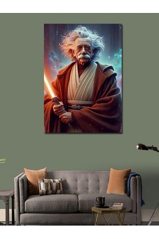Kanvas Tablo Albert Einstein Ve Işın Kılıcı 70cmx100cm