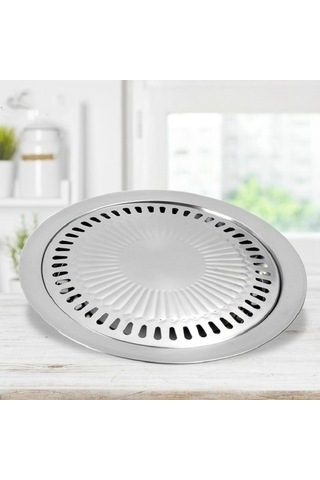 Wondernest Taşınabilir Yuvarlak Çok Fonksiyonlu Paslanmaz Çelik Barbekü Tepsisi 30x30x2,8 Cm Çok Renkli Çok Renkli