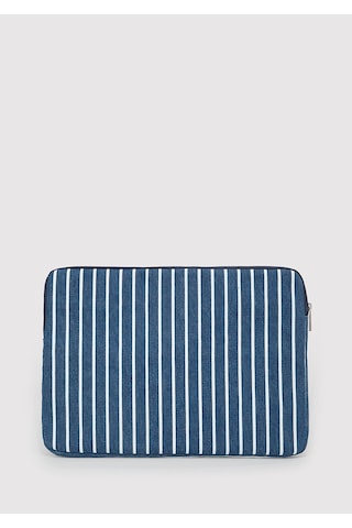 Mavi - Çizgili Denim Laptop Çantası 1913824-32177 Lacivert