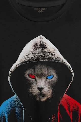 Cat Trabzon Kedisi Bordo Mavi Baskılı Tişört Unisex T-shirt 001