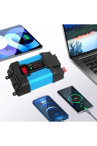 Dc12 V-ac220 V 300w Araç Dönüşüm İnvertörü Güç İnvertörü Led Akü Güç Göstergesi Çoklu Koruma İkili Şarj Usb Portları Kamp Seyahat İnvertörü