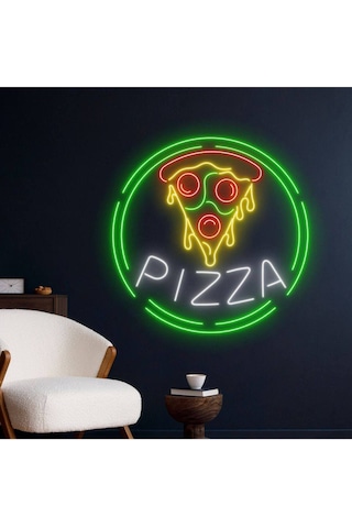 Pızza Yazılı Ve Şekilli Neon Tabela Çok Renkli