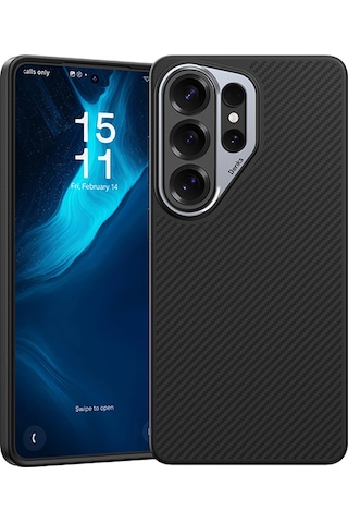 Galaxy Uyumlu S26 Ultra Kılıf Karbon Fiber M-safe Uyumlu Benks Hybrid Armorpro 600d Kevlar Kapak Siyah Siyah