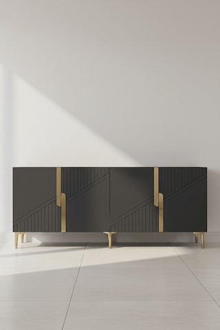 Ka1828ag Evva Konsol Ve Tv Sehpası Antrasit-gold 180cm Beyaz-traverten-gold