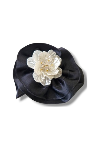 3 Lü Set Saten Siyah Gül Broş, Yaka İğnesi, Yaka Çiçeği Siyah