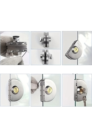 Nayomiglow Cam Vitrin/vitrin Kilitleri Paslanmaz Çelik Çift Kapı Delmeye Gerek Yok 2 Anahtarlı Kolay Kurulumlu Ev Aleti