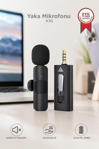 Premium Mini Yaka Mikrofonu Aux K35 Ses Teçhizat Mobil Mikrofon Canlı Yayın