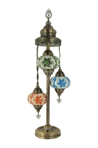 Mozaik 3'lü Lambader, Köşe Lambası, Osmanlı Dekoratif Ev Aydınlatmaları, El Yapımı Mozaik Lamba