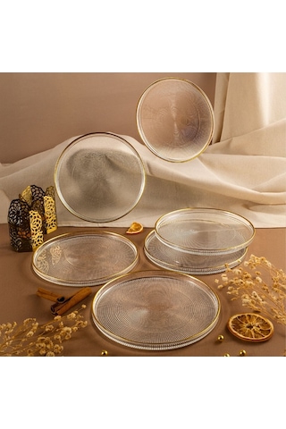 Fecra Loren 6 Parça Servis Seti 21 Cm Gold Fileli