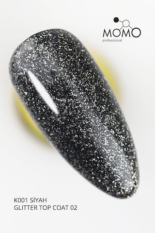 Momo Professional Protez Tırnak Kalıcı Oje Glitter Top Coat 02 Gümüş Sim 9 Ml