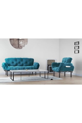 Pafu Nitta Yataklı Koltuk 3+1 Petrol