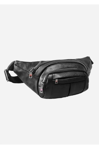 Tuldar Deri Usb Kulaklık Çıkışlı Crossbody Çapraz Göğüs Omuz Ve Bel Çantası Tul360 Siyah