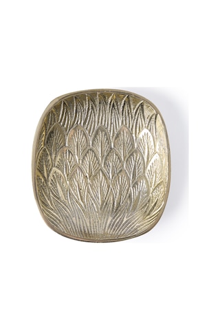 Yargıcı Yaprak Formlu Metal Dekoratif Kase 10x11x2 Cm 26knha1012n St