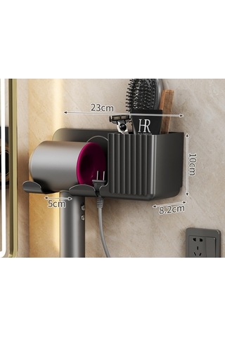 Wondernest Tutacağı, Duvara Raf, Zımbasız, Saç Kurutma Makinesi Askılık Banyo Xq Siyah