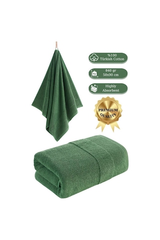 Cotton %100 Banyo Havlusu 50x90 Cm Yeşil