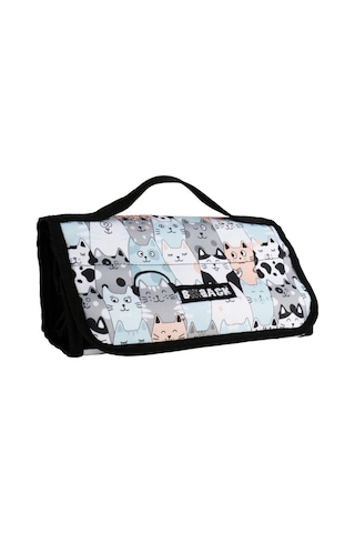 Multi Kalem Kutusu 4 Şeffaf Fermuarlı Bölüm Roll Case Cats Karışık