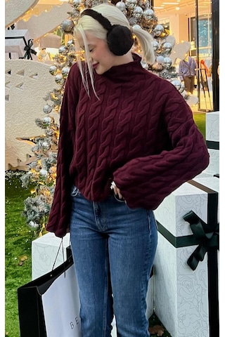 Madmext Bordo Balıkçı Yaka Örme Triko Kazak Mg2172 Bordo