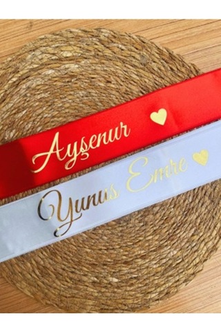 Gelin Damat Isimli Tören Takı Kurdelesi 2 Adet B-42