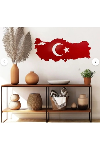 Türkiye Haritası Kırmızı Mdf Duvar Tablosu 50cmx22cm -