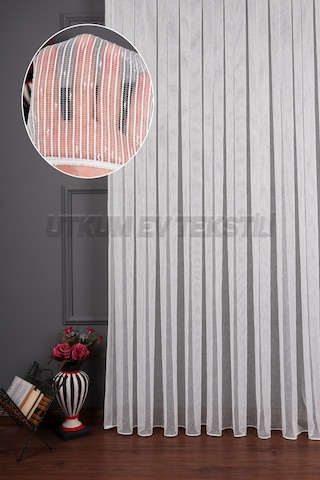 Çizgili Nokta Desen Armür Tül Perde Akdz 1077