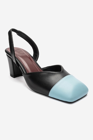 Luvi Shoes Maruelle Siyah Cilt Mavi Cilt Kadın Topuklu Ayakkabı