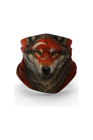 Bebo Store Extreme Outdoor Spor , Motorcu Ve Bisiklet Kullananlara Özel Desenli Buff Boyunluk Bandana Balaklava Kurt-216 Çok Renkli