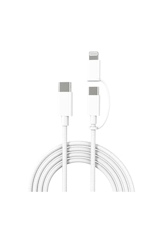 Micflip A22 2in1 Pd Type-c To Type-c + Lightning Mfı Sertifikalı Data Ve Şarj Kablosu 240w 1m Beyaz
