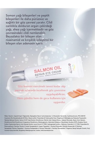 Eyenlip Beauty Somon Yağı İçeren Leke ve Kırışıklık Giderici Onarıcı Göz Kremi 30 ML