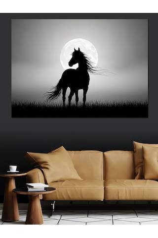 Ahşap Tablo Gece Vakti Yalnız At