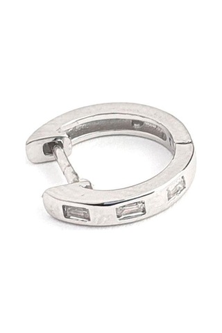 Baget Zirkon Taşlı 925ayar Gümüş İtalyan Tasarımı Erkek Tek Küpe Cap 1.2 Cm Gümüş