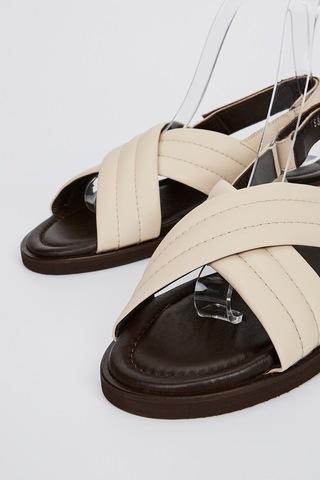 Valmenti Zeno Erkek Bej Hakiki Deri Düz Sandalet 537 588-val Erk Sndlt Y23 Bej