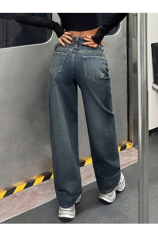 Kadın Düşük Bel Denim Pantolon Yeşil
