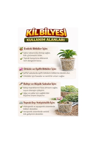 Orkide Kil Bilyesi - Orkide Toprağı İçin Kullanılan Kil Bilyesi- 1 Litre - Diğer