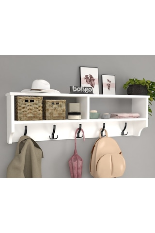 Bofigo Portmanto Duvar Askılığı Elbise Askılığı Beyaz