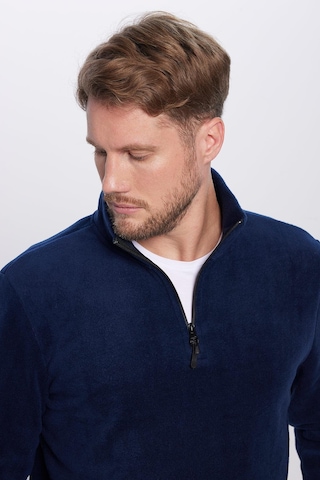 Tudors Unisex Standart Fit Rahat Kesim Tüylenme Yapmayan Soğuk Geçirmez Lacivert Dik Yaka Polar Sweatshirt-31929 Lacivert