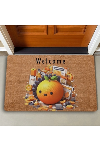 Valerine Life Portakal Adam Welcome Kapı Önü Paspası 45x70cm