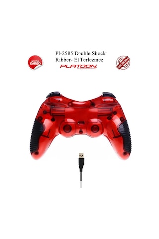 Platoon Pl-2585 Bilgisayar Usb Oyun Kolu Double Shock  Kırmızı