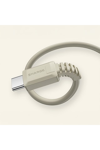 Sharge Retro Usb-c To Usb-c 100w Hızlı Şarj Kablosu - Gri
